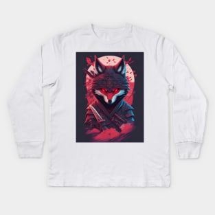 Evil Ninja Wolf Kids Long Sleeve T-Shirt